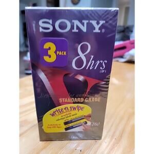 NEW Sony 3 Pack VHS Tapes Blank Standard Grade T-160 8HR VCR Video Cassette Tape